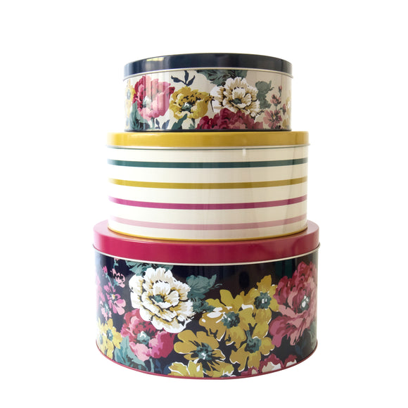 Joules Set of 3 Nested Cake Tins - Cambridge Floral