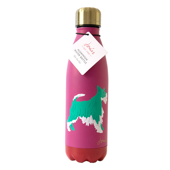 Joules Brights Pink Insulated Water Bottle Dog Print