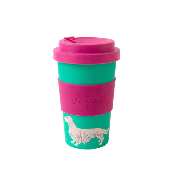 Joules Brights 400ml Eco Bamboo Travel Cup Dog Print