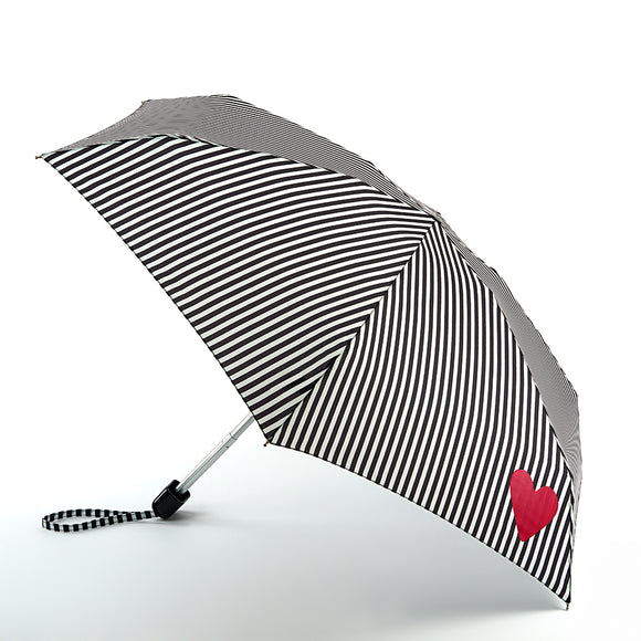 Lulu Guinness Tiny-2 Lightweight Compact Umbrella - Stripe and Heart