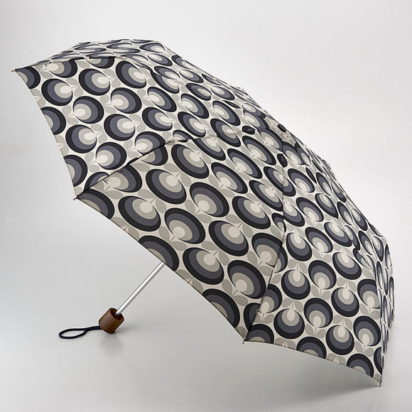 Orla Kiely Minilite-2 Lightweight Compact Umbrella - Seventies Flower Oval Cool Grey