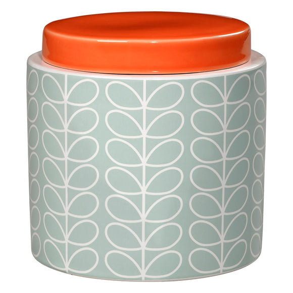 Orla Kiely Ceramic Storage Jar with Lid (1 Litre) - Linear Stem Duck Egg