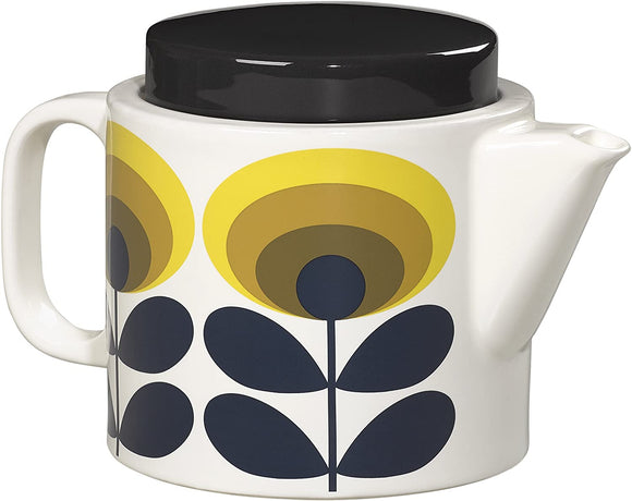 Orla Kiely Ceramic Teapot - 70s Oval Flower Dandelion