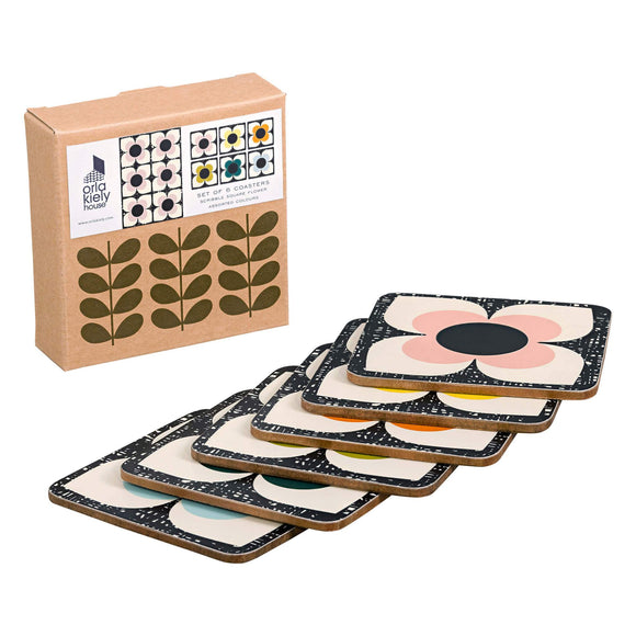 Orla Kiely Set of 6 Coasters - Scribble Square Flower