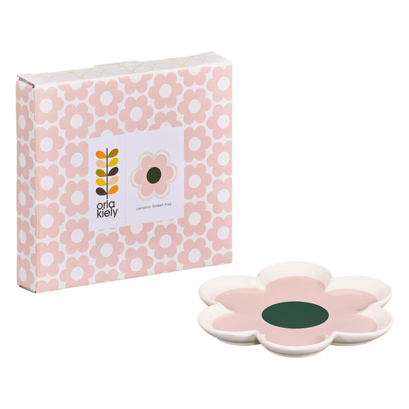Orla Kiely Ceramic Trinket Tray - 6 Petal Flower Pastel Pink