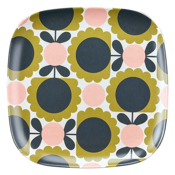 Orla Kiely Bamboo Side Plate - Scallop Flower Forest