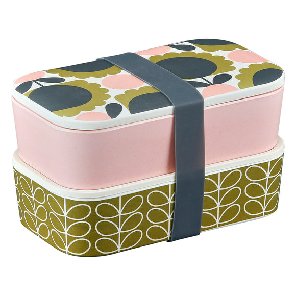 Orla Kiely Bamboo 2-Tier Lunch Box - Scallop Flower Forest