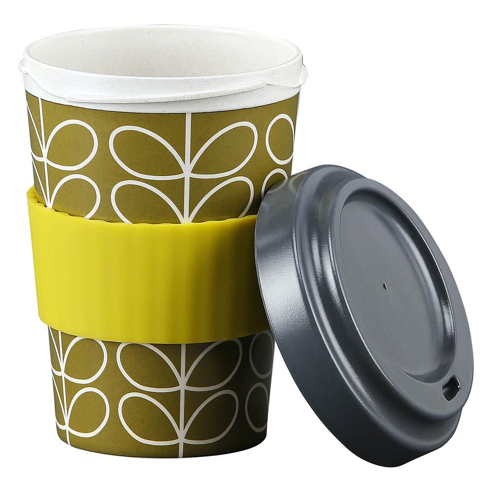 Orla Kiely Bamboo Travel Cup Linear Stem Dark Moss Babylon