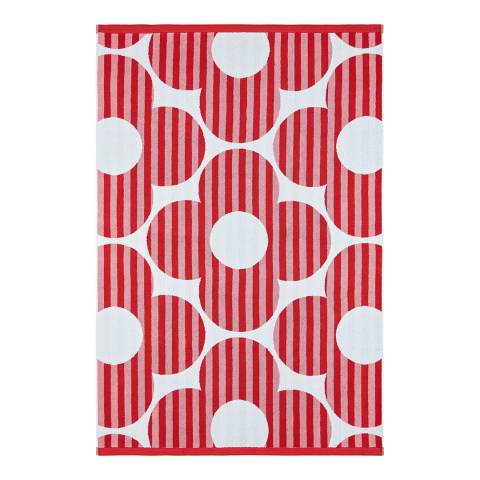 Orla Kiely Towel Optical Flower Red Pink Babylon Emporium