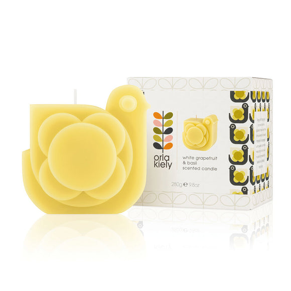Orla Kiely Hen Moulded Scented Candle - White Grapefruit & Basil