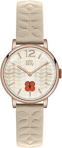 Orla Kiely Frankie Ladies Nude Leather Strap Flower Cut Out Dial Watch