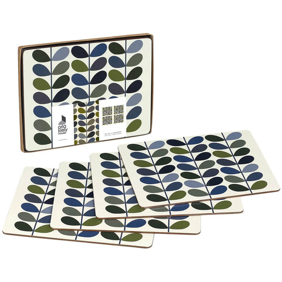 Orla Kiely Set of 4 Placemats - Multi Stem Khaki & Marine