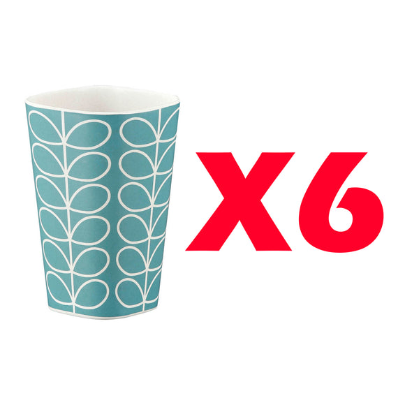Orla Kiely Bamboo Tumblers - Linear Stem Sky (Set of 6)