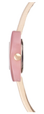 Orla Kiely Poppy Watch with Pink Resin Case, Black Dial and Cream Leather Strap