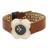 Orla Kiely Poppy Ladies Tan Leather Strap Flower Shaped Dial Watch