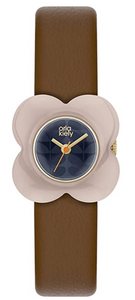 Orla Kiely Poppy Ladies Tan Leather Strap Flower Shaped Dial Watch