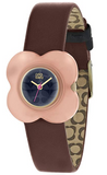 Orla Kiely Poppy Ladies Burgundy Leather Strap Flower Shaped Dial Watch