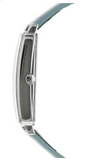 Orla Kiely Stem Watch with Stainless Steel Case, Olive Stem Print Dial and Sky Blue Strap