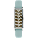 Orla Kiely Stem Watch with Stainless Steel Case, Olive Stem Print Dial and Sky Blue Strap