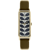 Orla Kiely Stem Watch with Stainless Steel Case, Olive Stem Print Dial and Sky Blue Strap