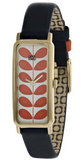 Orla Kiely Stem Watch with Gold Plated Case, Grey Stem Print Dial and Olive Strap