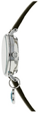 Orla Kiely Ivy Charm Watch with Polished Silver Case, Silver Dial and Olive Leather Strap with Hanging Flower Charm