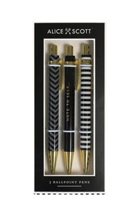 Alice Scott 3 x Boxed Ball Point Pens