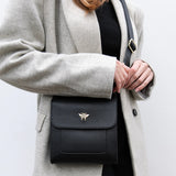 Alice Wheeler London Ladies Vegan Faux Leather Bloomsbury Cross Body Bag - Black