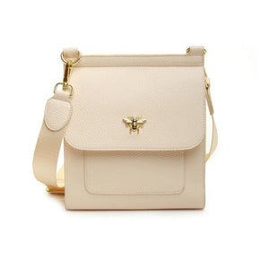 Alice Wheeler London Ladies Vegan Faux Leather Bloomsbury Cross Body Bag - Cream