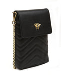 Alice Wheeler London Ladies Vegan Faux Leather Finsbury Quilted Phone Cross Body Bag - Black