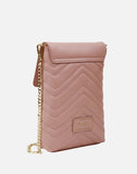 Alice Wheeler London Ladies Vegan Faux Leather Finsbury Quilted Phone Cross Body Bag - Pink