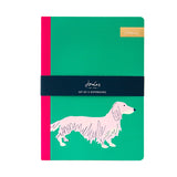 Joules Brights Set of 2 x A5 Pink & Green Dog Print Notebooks