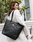 Alice Wheeler London Ladies Vegan Faux Leather Knightsbridge Quilted Tote Bag - Black