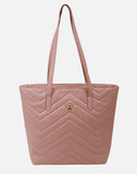 Alice Wheeler London Ladies Vegan Faux Leather Knightsbridge Quilted Tote Bag - Pink