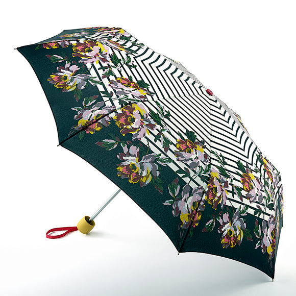 Joules Minilite-2 Lightweight Compact Umbrella - Heritage Peony Border Stripe