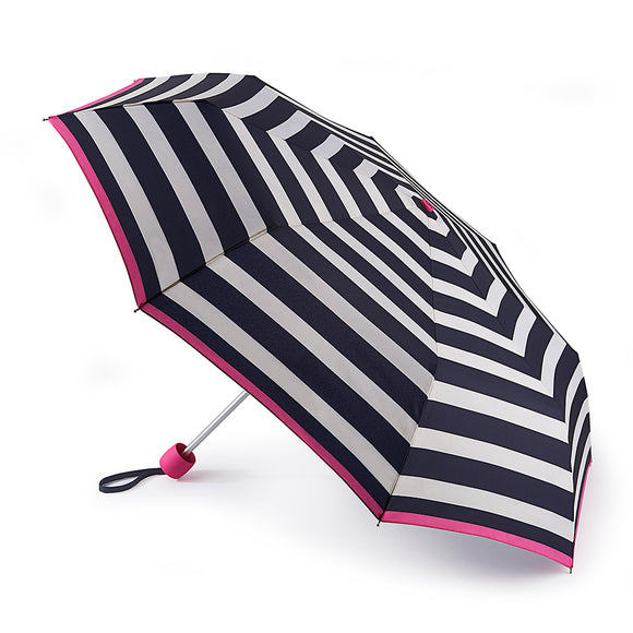 Joules Minilite-2 Lightweight Compact Umbrella - Wide Coastal Stripe
