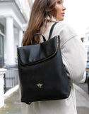 Alice Wheeler London Ladies Vegan Faux Leather Marlow Backpack - Black