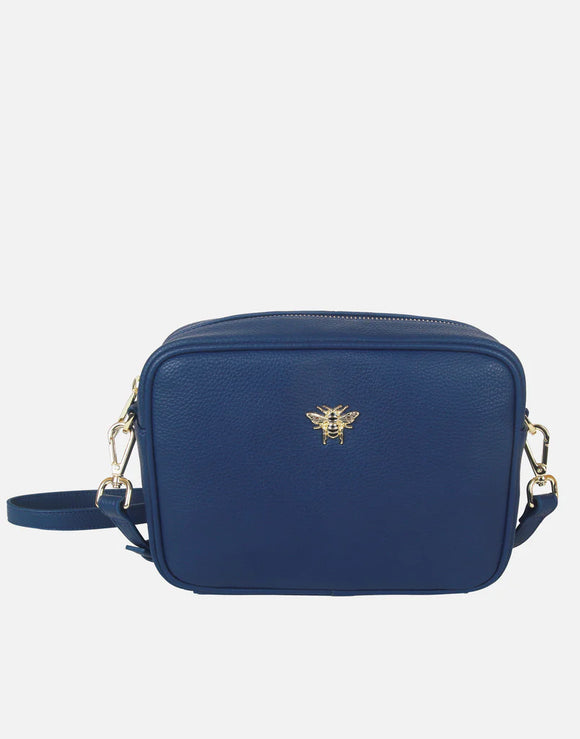 Alice Wheeler London Ladies Vegan Faux Leather Mayfair Camera Cross Body Bag - Navy Blue
