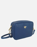 Alice Wheeler London Ladies Vegan Faux Leather Mayfair Camera Cross Body Bag - Navy Blue