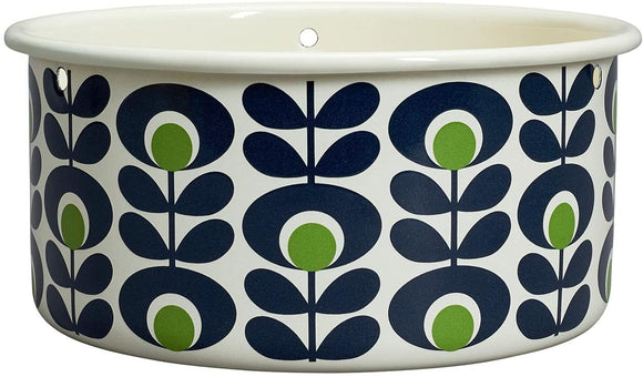 Orla Kiely Enamel Hanging Plant Pot - Large Spot Flower Oval Apple