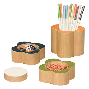Orla Kiely OK118 - Set of 3 Wooden Flower Desk Pots
