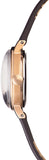 Orla Kiely "Frankie" Rose Gold with Dark Brown Leather Strap Watch