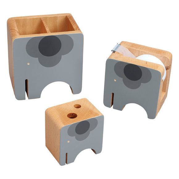 Orla Kiely Wooden Desk Set - Ela Elephant