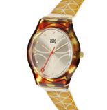 Orla Kiely Bobby Ladies Mustard Plastic Strap Stem Print Watch