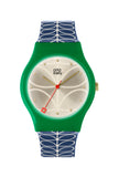Orla Kiely Bobby Ladies Navy Plastic Strap Stem Print Watch