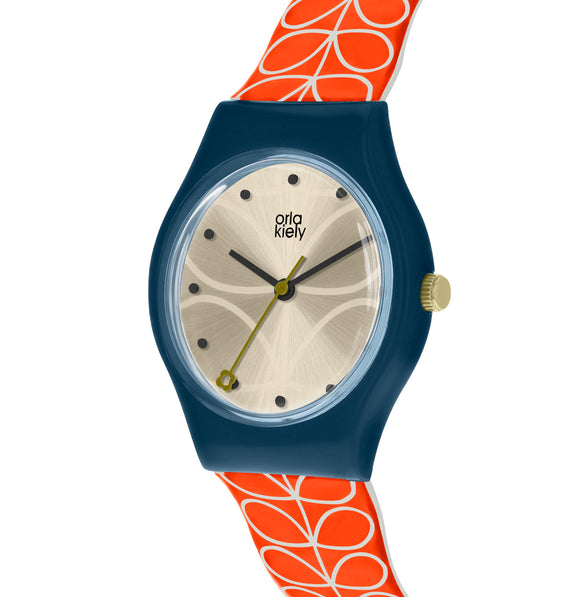 Orla Kiely Bobby Ladies Red Plastic Strap Stem Print Watch