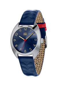 Orla Kiely Beatrice Ladies Navy Leather Strap Embossed Stem Print Watc Babylon Emporium