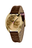 Orla Kiely Beatrice Ladies Dark Brown Leather Strap Embossed Stem Print Watch