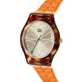 Orla Kiely Bobby Ladies Orange Plastic Strap Stem Print Watch
