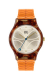 Orla Kiely Bobby Ladies Orange Plastic Strap Stem Print Watch
